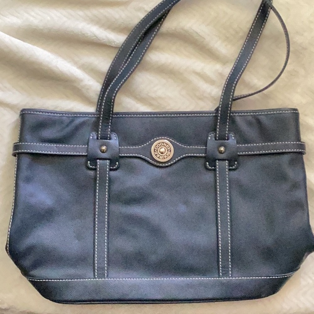 Dooney & Bourke Navy Leather Tote Bag - Picture 3 of 8